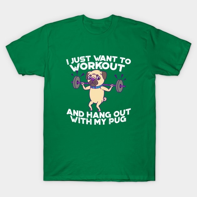 Pug lifting weights T-Shirt by Doggo Gym